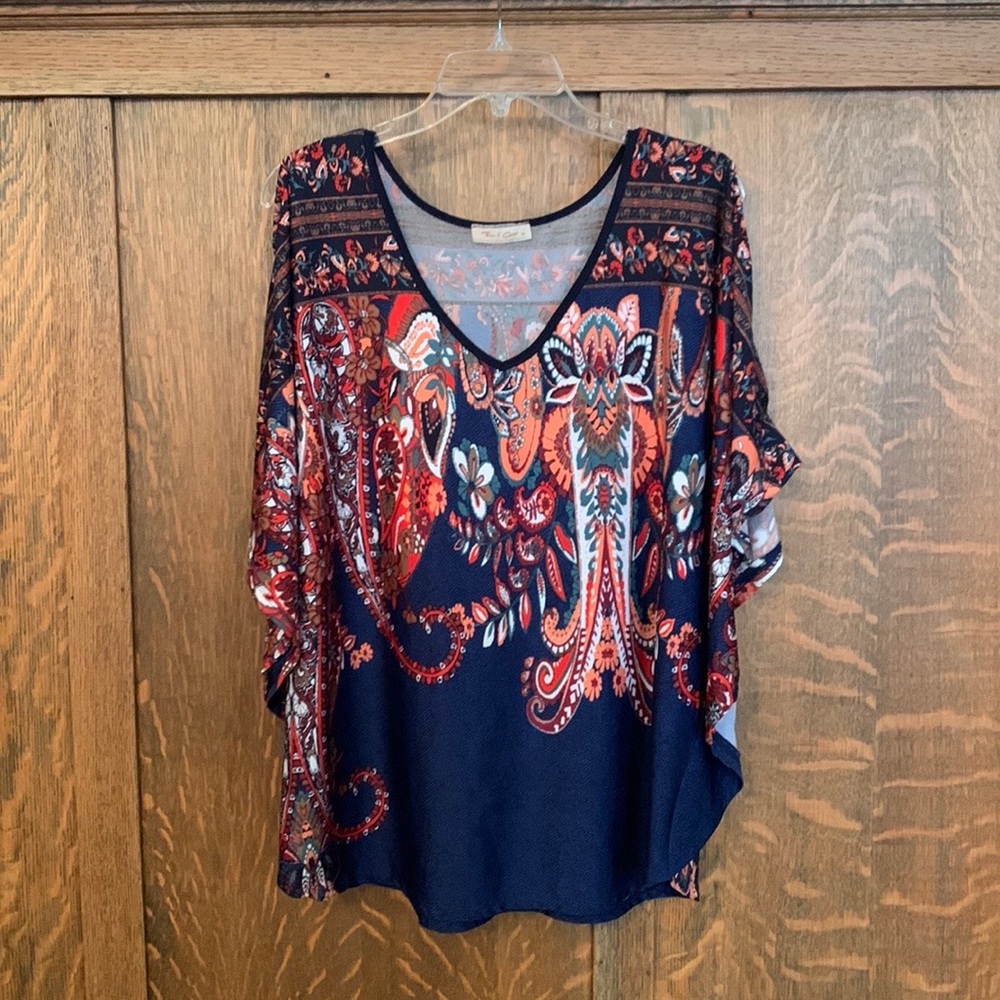 Front of Closet boho paisley cold shoulder shirt 2X